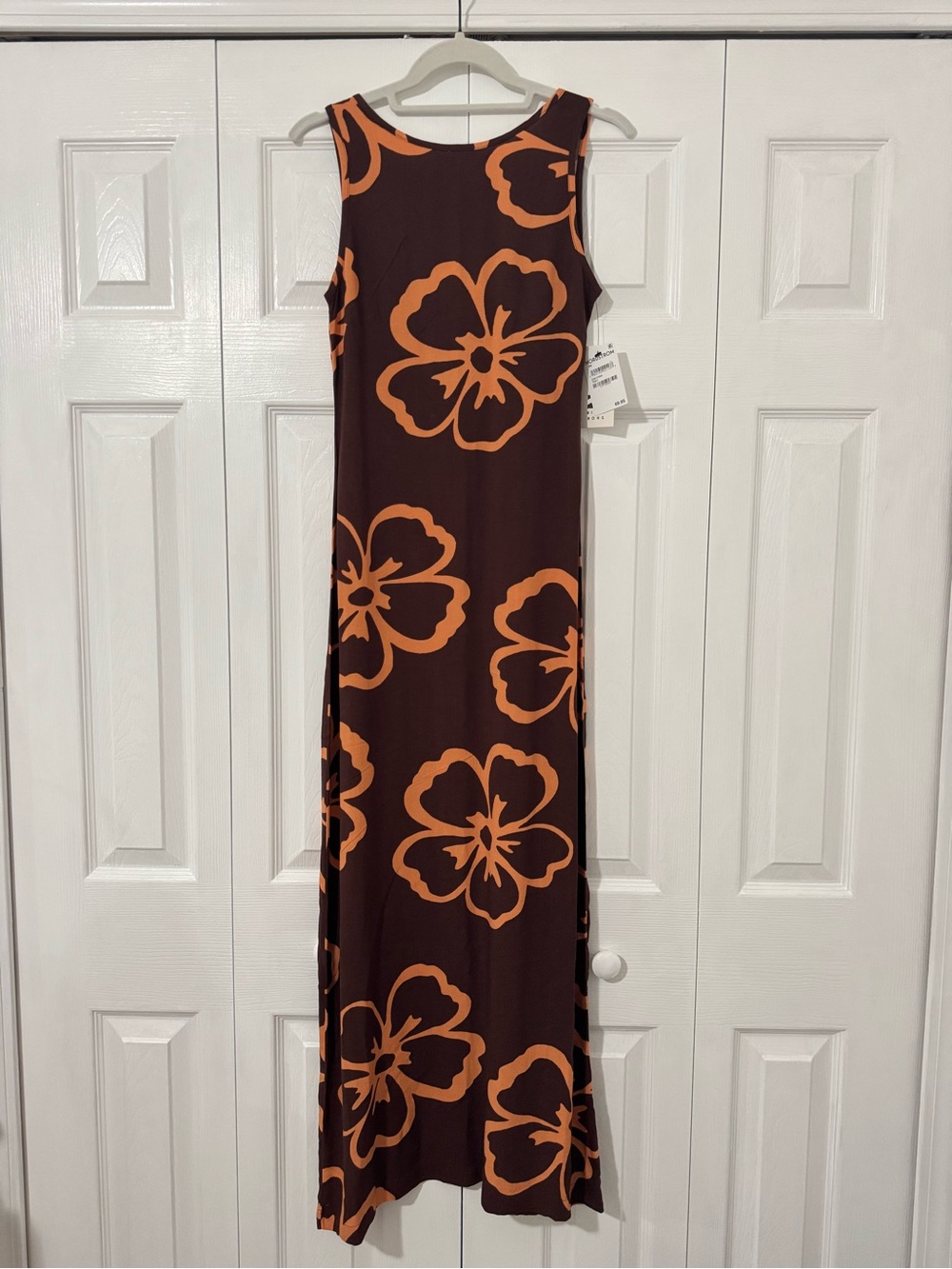 Billabong Brown Maxi Dress with Orange Floral Print